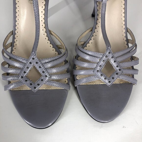 Bisou Bisou Lilac Embellished Diamond Multi-Strap Open Toe 3" Sandal Heels Sz 8‎ - Picture 8 of 16